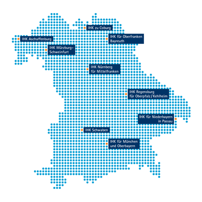 Bayernkarte mir allen IHK-Standorten